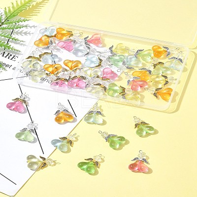 40Pcs 10 Colors Acrylic Glass Pendants PALLOY-FS00018-1
