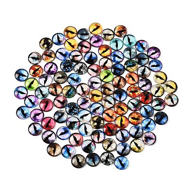 Printed Transparent Glass Cabochons GL-CBAA22A-07-1