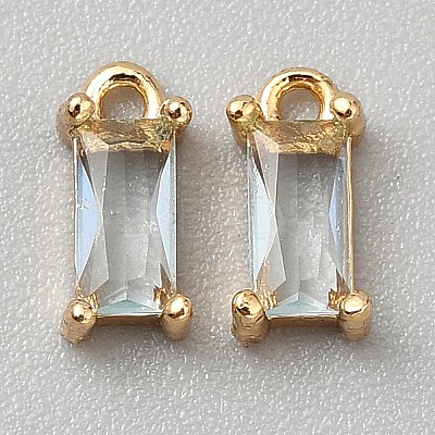 Golden Plated Brass Cubic Zirconia Charms ZIRC-WH0015-01G-10-1