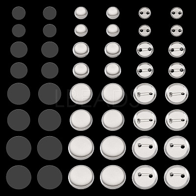 100 Sets 4 Styles Flat Round Sublimation Blank Badge Button Parts DIY-TA0013-64-1