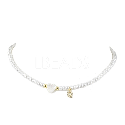 Brass Micro Pave Grade AAA Cubic Zirconia Letter Pendant Necklaces NJEW-JN04771-17-1