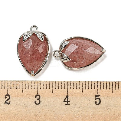 Natural Strawberry Quartz Faceted Pendants G-M431-06P-06-1