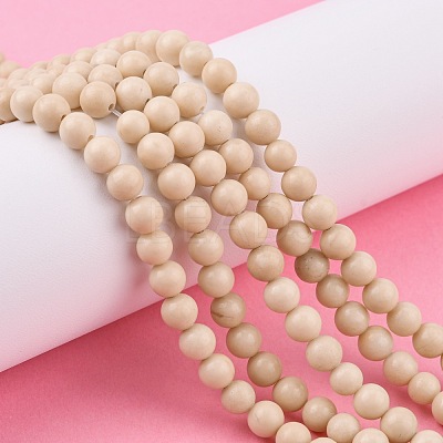 Natural Fossil Beads Strands G-E110-6mm-2-1