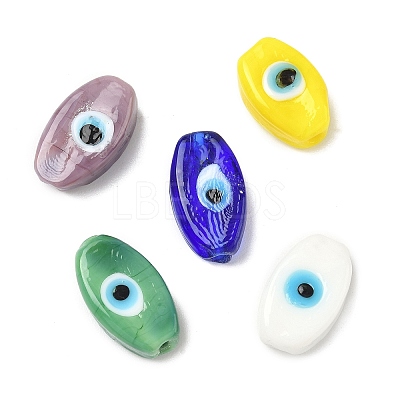 Handmade Evil Eye Lampwork Beads Strands LAMP-G168-06-1
