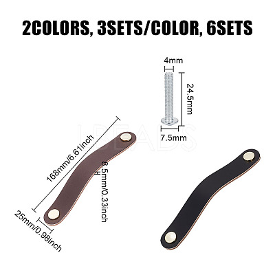 6 Sets 2 Colors Oval Leather Cabinet Handles FIND-HY0003-57-1