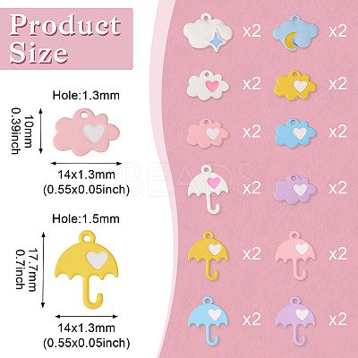 24Pcs 12 Style Spray Painted Alloy Pendants FIND-TA0002-55-1