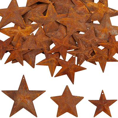 40Pcs 3 Styles Star Rust Iron Big Pendants IFIN-GF0001-13C-1