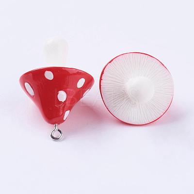 Resin Mushroom Pendants X-RESI-S295-02-1