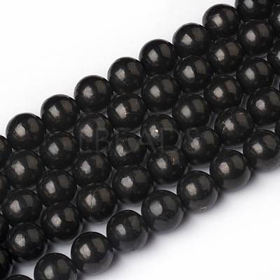 Natural Shungite Beads Strands G-I271-C03-10mm-1