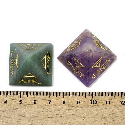 6Pcs Natural Obsidian &  Red Jasper & Amethyst & Tiger Eye & Rose Quartz & Green Aventurine Orgonite Pyramid Display Decorations G-C186-06-1