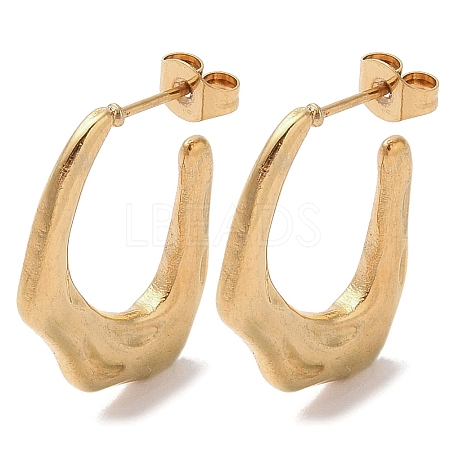 Oval 201 Stainless Steel Half Hoop Earrings for Women EJEW-G385-33G-1