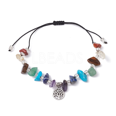 Chakra Natural & Synthetic Gemstone Braided Bead Bracelets BJEW-JB09824-03-1