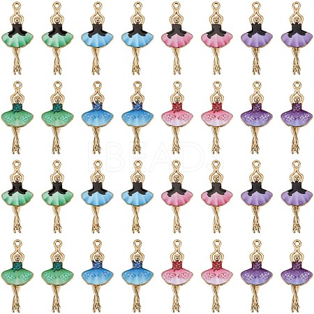 32Pcs 8 Colors Printed Alloy Pendants ENAM-SC0005-39-1