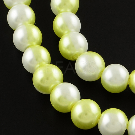Two Tone Spray Painted Glass Pearl Beads Strands X-DGLA-R050-10mm-44-1