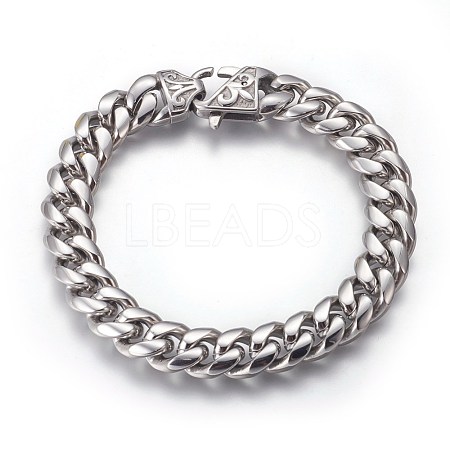 201 Stainless Steel Curb Chain Bracelets BJEW-P244-01P-1