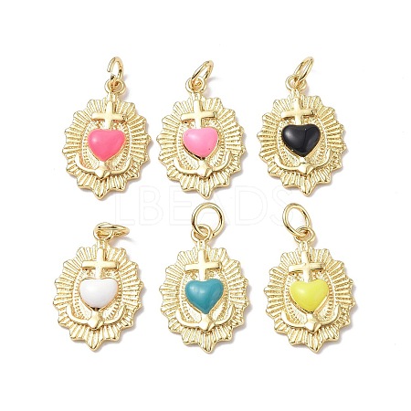 Eco-Friendly Rack Plating Brass Enamel Pendants KK-F845-32G-1