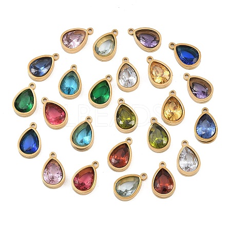 Plated 304 Stainless Steel & Glass Pendants GL-CBA5A59-01G-1