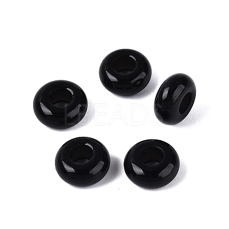 Natural Obsidian European Beads G-Q602-04M-1