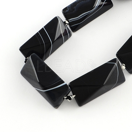 Rectangle Natural Black Agate Beads Strands G-Q941-065-1