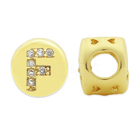 Brass Micro Pave Clear Cubic Zirconia Beads KK-T030-LA843-FX3-1
