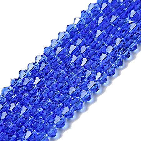Blue Glass Bicone Beads Strands X-GLAA-S026-6mm-02-1