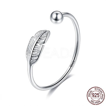 Rhodium Plated Sterling Silver Cuff Ring RJEW-BB56083-1