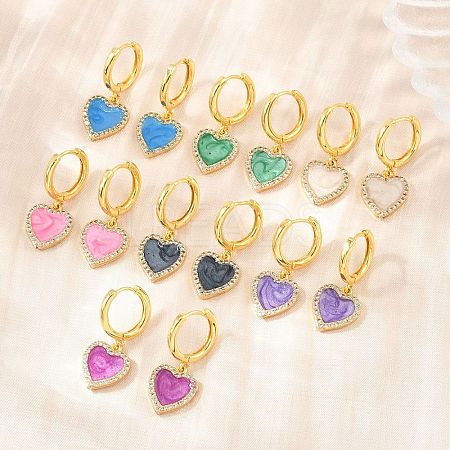 Brass Micro Pave Cubic Zirconia Hoop Dangle Earrings KK-CBA8324-16G-1