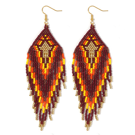 Bohemian Beach Style Handmade Tassel Seed Beaded Dangle Earrings for Women ZB5578-1