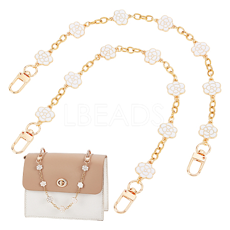 Alloy Enamel Flower Brass Cable Chains Bag Extender Chains HJEW-PH01995-1