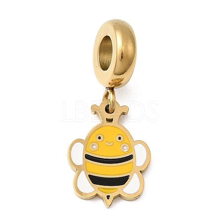 304 Stainless Steel Yellow Enamel European Dangle Charms STAS-D153-12G-1