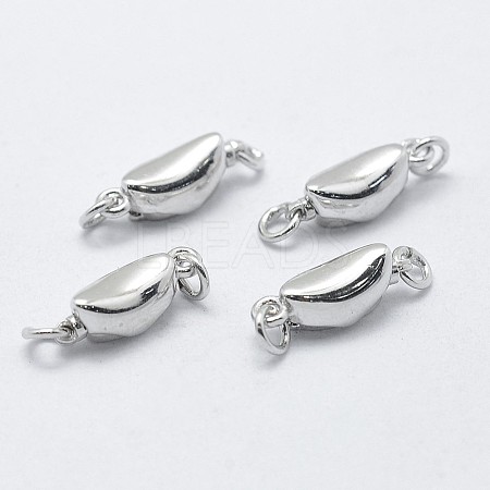 Anti-Tarnish Rhodium Plated 925 Sterling Silver Box Clasps STER-F037-032P-1