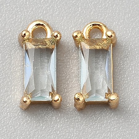 Golden Plated Brass Cubic Zirconia Charms ZIRC-WH0015-01G-10-1