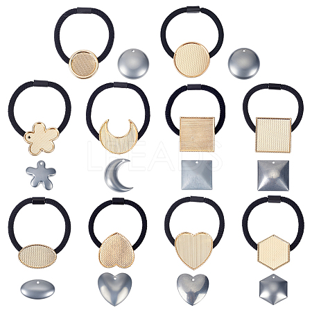 10Bags 10 Styles Metal Elastic Hair Ties Findings OHAR-ME0001-15-1