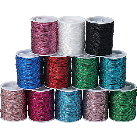 12 Rolls Polyester Sewing Metallic Thread OCOR-WH20074-07A-1