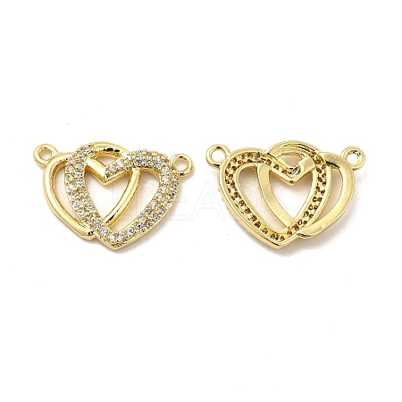 Brass Micro Pave Clear Cubic Zirconia Connector Charms KK-E068-VB065-1