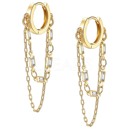 Round Brass Micro Pave Clear Cubic Zirconia Hoop Earrings FS-WG18906-01-1