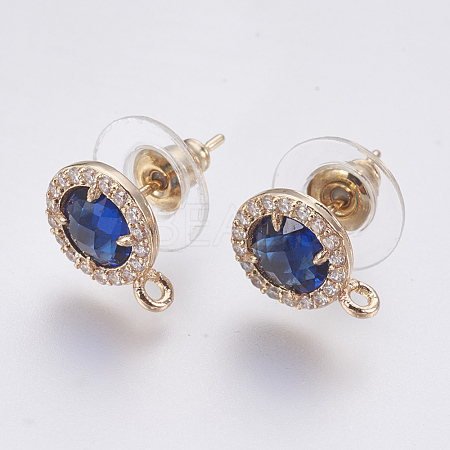 Faceted Glass Stud Earring Findings GLAA-F084-B01-1