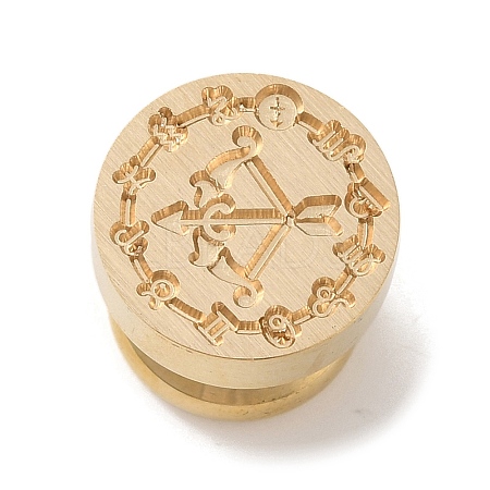 Golden Plated Round Shaped Wax Seal Brass Stamp Head STAM-K002-01G-11-1