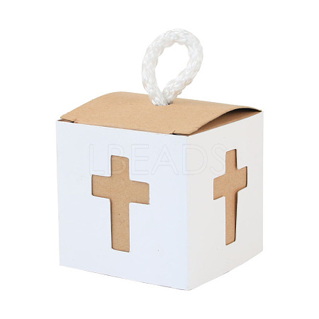 Square Paper Candy Storage Box with Handle Rope PW-WG22725-04-1
