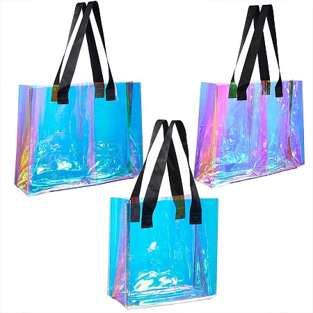 3Pcs 3 Style Rectangle Transparent Laser Plastic Hand Bags ABAG-SZC0007-09-1