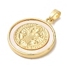 Rack Plating Brass Pave Shell Saint Benedict Medal Pendants KK-L220-026G-2