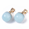 Top Golden Plated Natural White Jade Pendants G-T131-03P-2