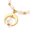 Brass Crescent Moon Charm Bracelets BJEW-JB05558-3