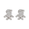 Brass Micro Pave Clear Cubic Zirconia Connetor Charms KK-E068-VB030-2