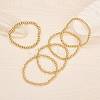 5Pcs Round Brass Beaded Stretch Bracelets for Women BJEW-SW00151-4
