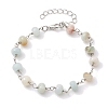 Natural Amazonite Rondelle Beads Link Bracelets for Women BJEW-JB10262-02-1