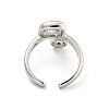 Brass Letter Open Cuff Rings for Women RJEW-G313-01P-P-3