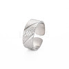 304 Stainless Steel Textured Open Cuff Ring for Women RJEW-S405-165P-3