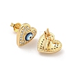 Evil Eye Real 18K Gold Plated Brass Stud Earrings EJEW-L269-087G-03-2