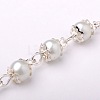 Handmade Round Glass Pearl Beads Chains for Necklaces Bracelets Making AJEW-JB00056-01-2